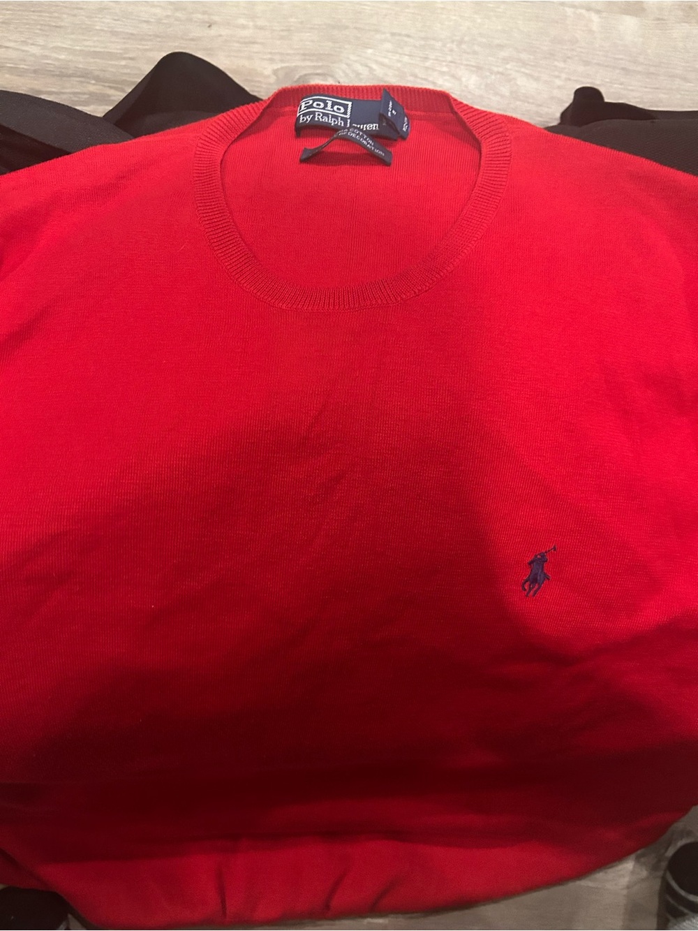 Polo by Ralph Lauren Red Crewneck Sweater with Navy Pony Logo